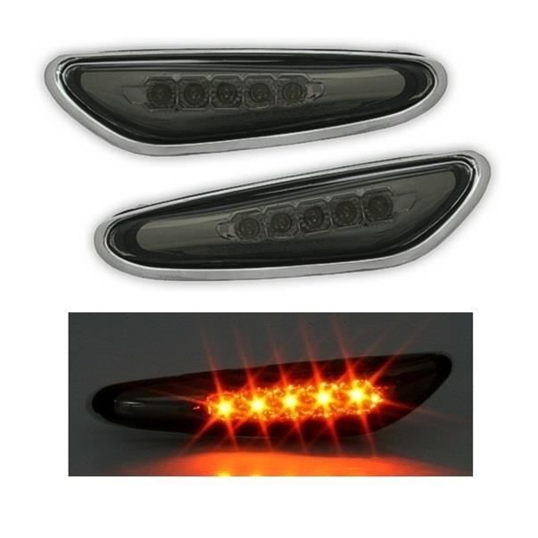 2 CLIGNOTANT LATERAUX NOIR CRISTAL A 5 LED BMW SERIE 3 E46 BERLINE PHASE 2 ET SERIE 5 E60 E61 X3 E83