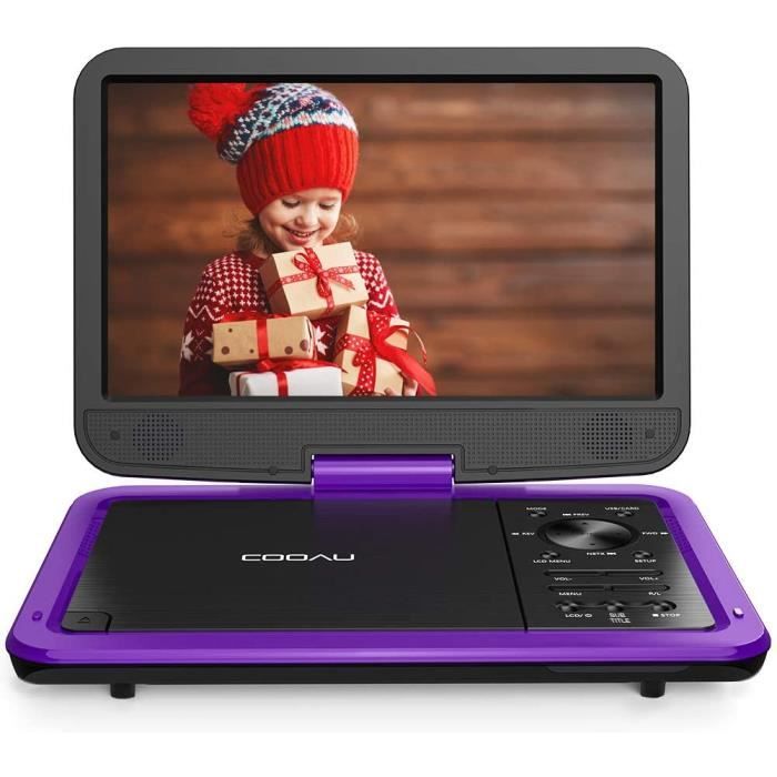Lecteurs DVD portables Cooau Lecteur DVD portable 12,5- avec écran pivotant HD 10,5-, compatible avec toutes les régions 5822