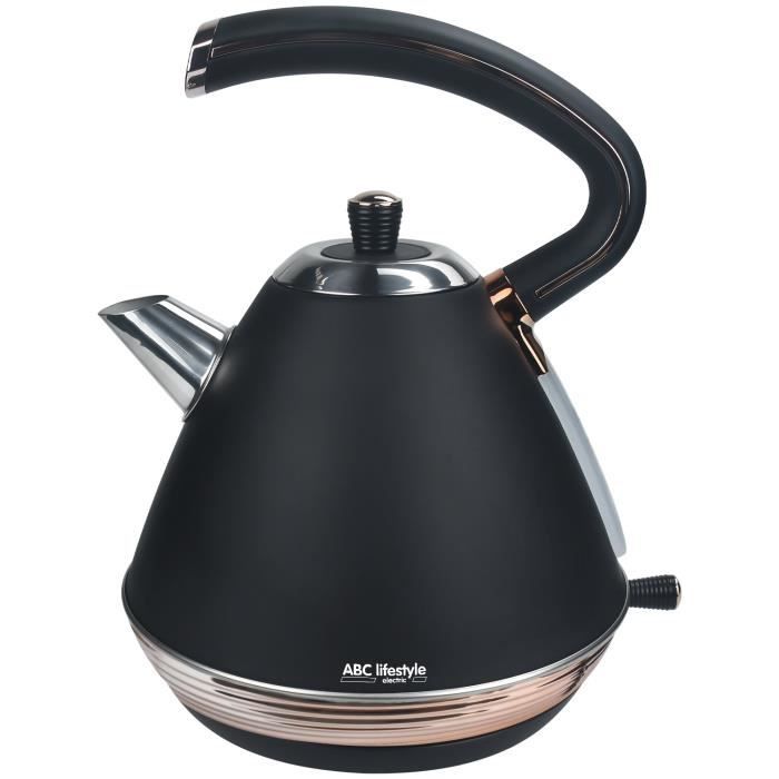 Bouilloire électrique vintage-1,7L-Ébullition Rapide-Inox- Noir