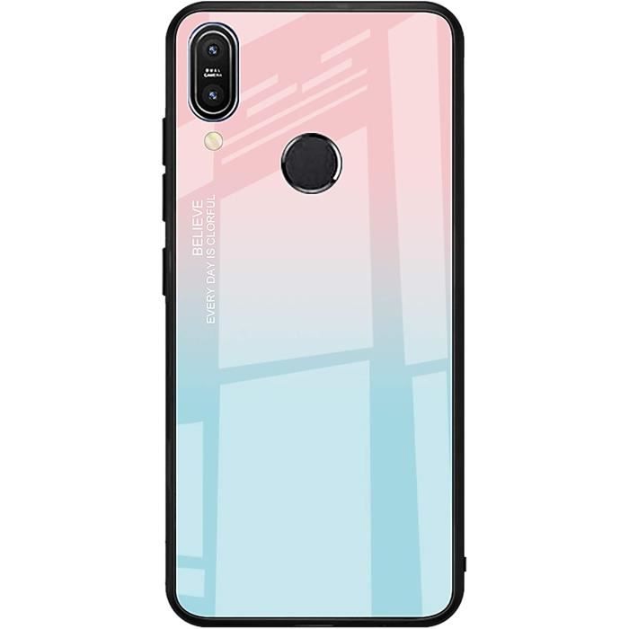 i Verre À Motifs Coque ASUS Zenfone Max(M2) ZB633KL, Dos Verre Trempé Réel Encadrer en Silicone TPU ASUS Zenfone Max(M2) ZA
