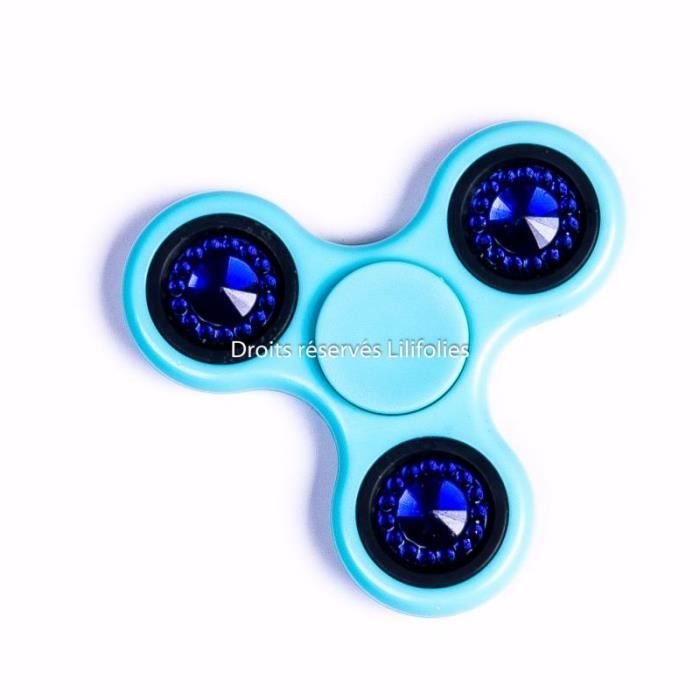 HAND SPINNER - TOUPIE A MAIN EN PLASTIQUE ET METAL BIJOUX BLEU CIEL