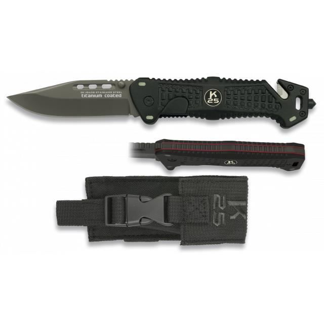 Couteau Rui Tactique Avec Nuit Feuille de Signalisation Titane Bain 8.8 Cm Incluant Ceinture de Coupe, Pointe de Brise-Verre et