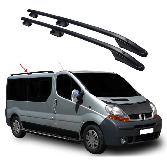 Barres de toit longitudinales pour Renault Trafic & Vivaro 2001-2014 Empat. Court L1 2pcs en Alu noir TÜV ABE