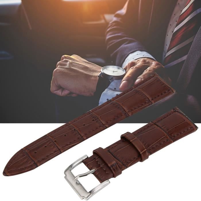 Bracelet de montre-bracelet, bracelet de montre réglable, cuir PU 20 mm marron remplacement de piège à dégagement rapide pour