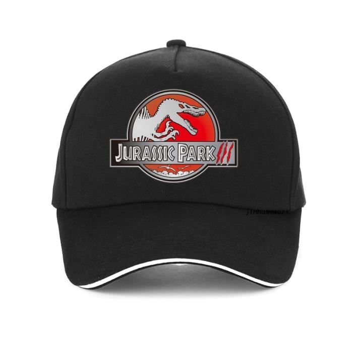 Casquette de Baseball JURASSIC PARK imprimé, Cool, casquette de dessin animé, 100% coton, style Hip Black