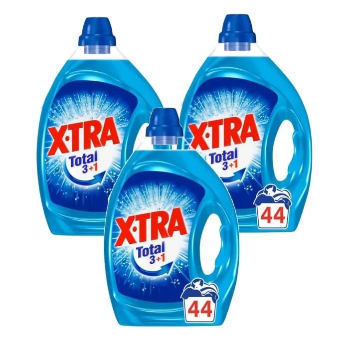 X•TRA TOTAL Lessive - 2,2 L - Lot de 3