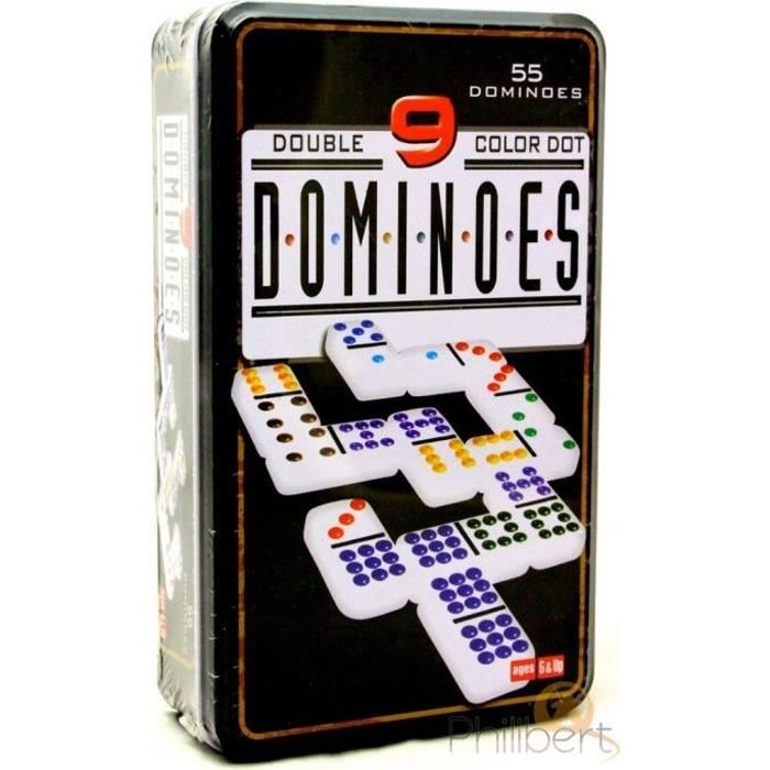 Generic Jeux de Dominos Double Six 6 avec boite métallique 28 pièces à prix  pas cher