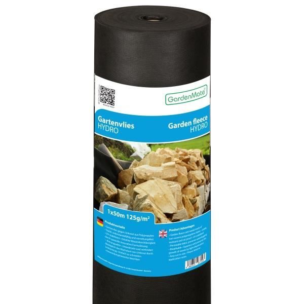 GardenMate 1m x 50m Rouleau Toile Anti-Mauvaises Herbes Hydro en Non tissé 125g/m2