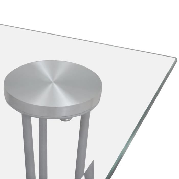 Table à manger transparente avec plateau en verre trempé de Salle à manger ou cuisine 120 x 70 x 75 cm