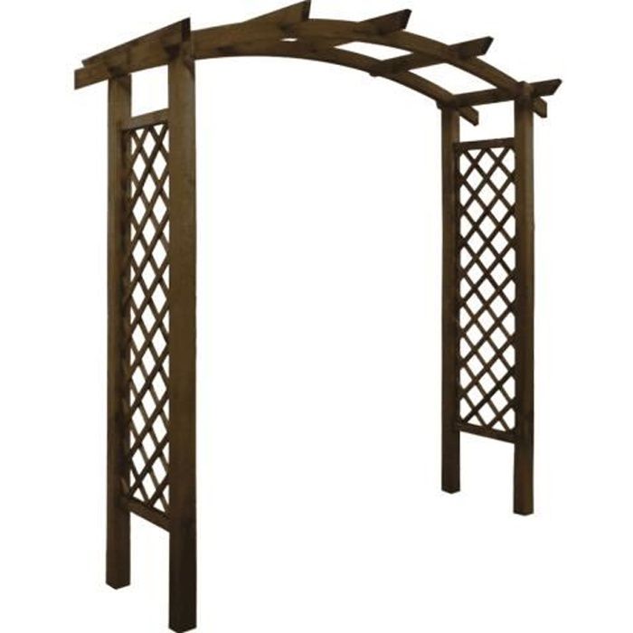Pergola AKÉBIA - arc - teintée marron - L. 220 x P. 80 x H. 228 cm