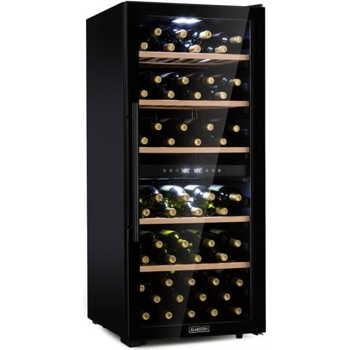 Klarstein Barossa 102D Cave à vin multi-températures 102 bouteilles - 2 zones : 5 à 18 °C - éclairage LED - 41dB - classe A - noir