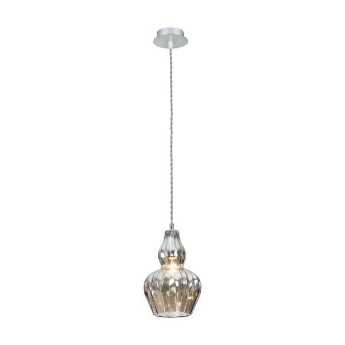 Suspension en Métal couleur nicke et en verre 1 ampoule, excl. 1 E14 40W 220-240V