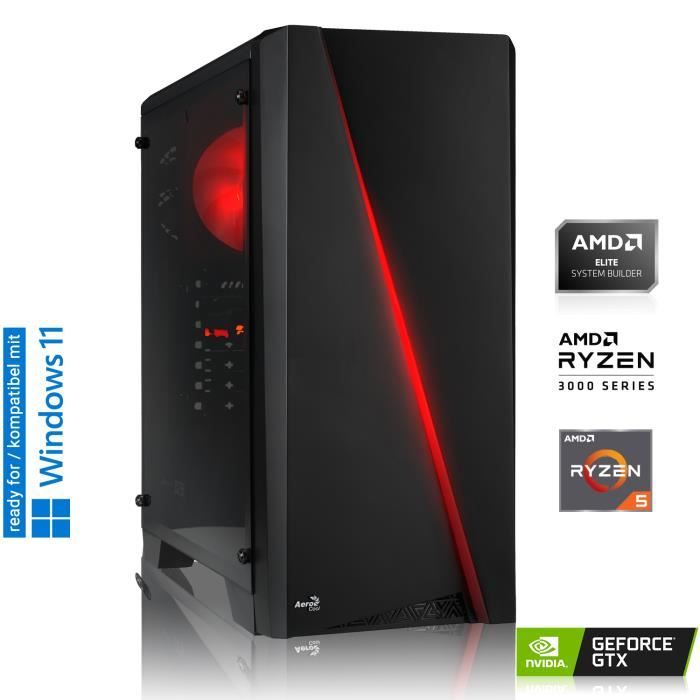 Memory PC Gamer | AMD Ryzen 5 3600 6x 3.6GHz | 16Go DDR4 | 4Go GeForce GTX 1050 Ti | 240Go SSD | Sans système d'exploitation | WiFi