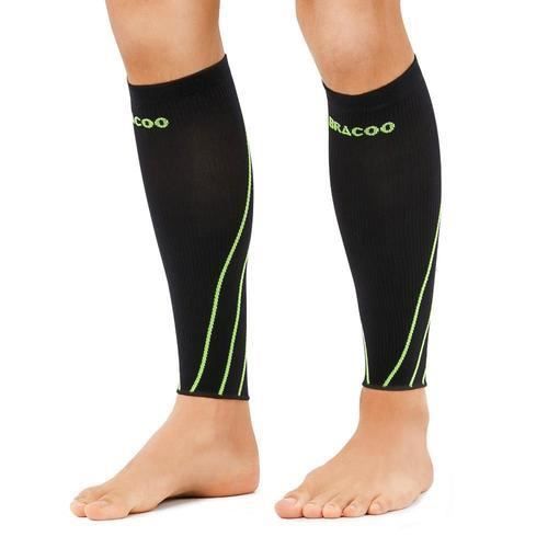Manchons de Compression Mollets BRACOO LE70, Contention Graduée 15-20mmHg, Noir/Jaune, Taille M ou L