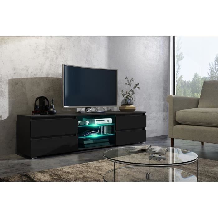 Meuble tv 150 cm noir mat
