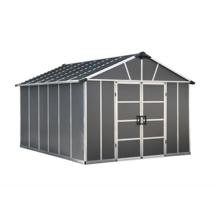 PALRAM Abri de jardin Yukon 11,7 m² - Aluminium et polycarbonate - Gris