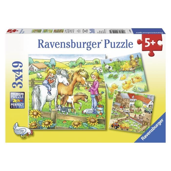 Puzzle 3x49 pcs Animaux De La Ferme
