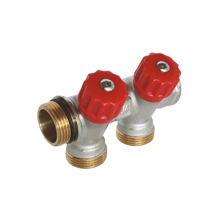 SOMATHERM Collecteur Sanitaire - Mini Vannes à Clapet - Auto-Etanche - Indexable Mâle Femelle 3/4- - 2 Sorties à Portée Conique