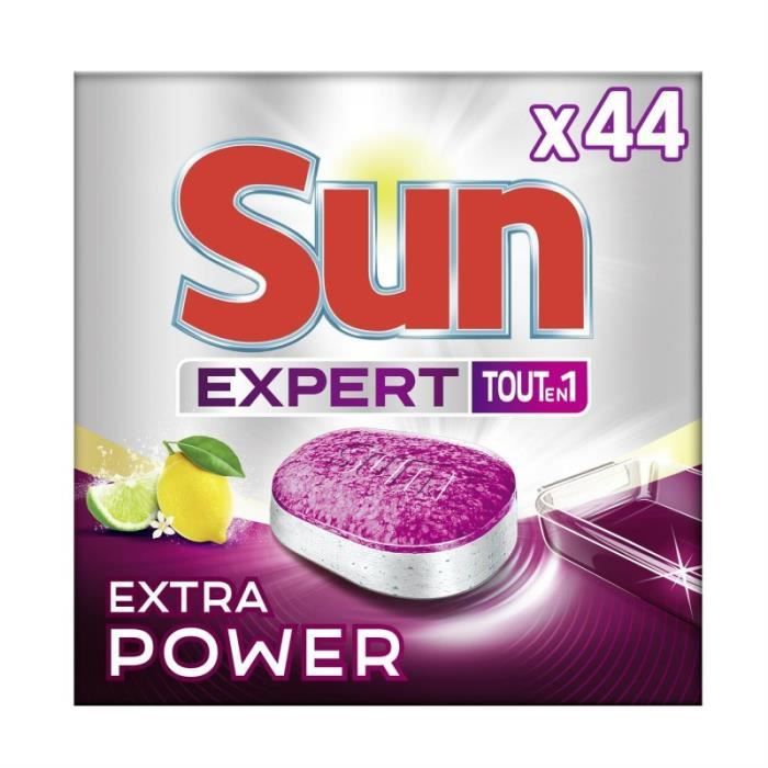 SUN - Tablettes Lave-Vaisselle Expert Extra Power Citron 44 Lavages - Lot De 2