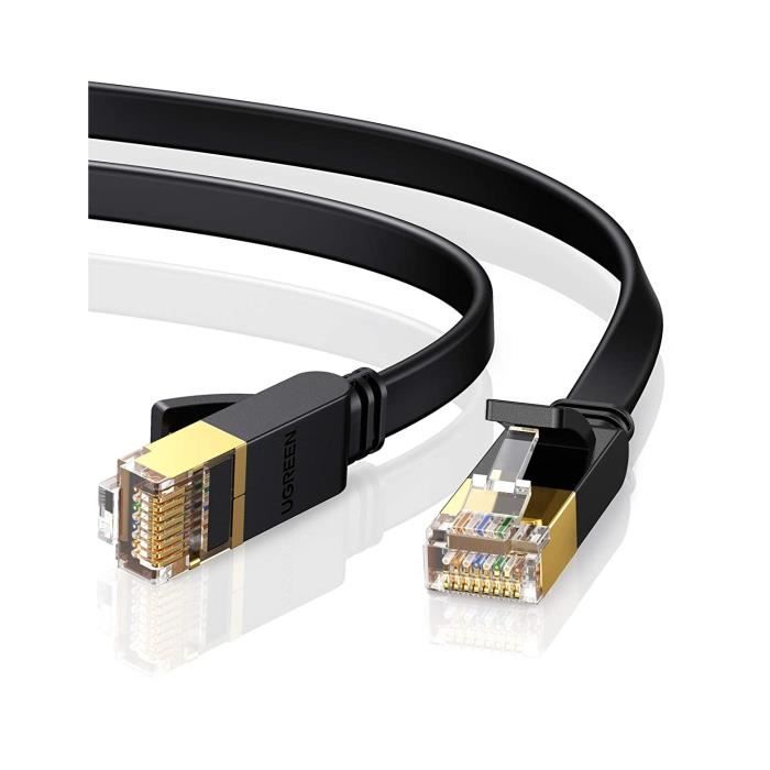 CAT 7 Plat 1M Câble Ethernet Réseau RJ45 Haut Débit 10Gbps 600MHz STP 8P8C pour Nintendo Switch, Routeur, Modem, Switch ,NOIR