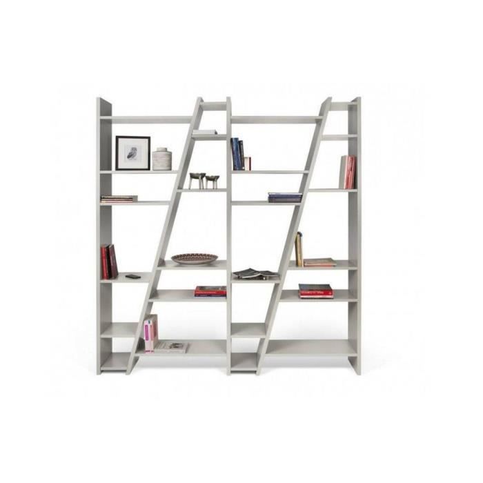 DELTA 4 bibliothèque étagère design grise mate gris bois Inside75