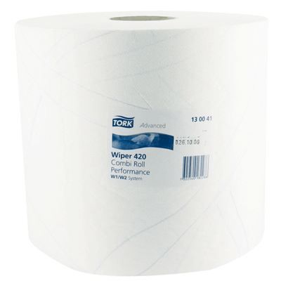 Bobines d'essuyage industriel blanc - Lot de 2