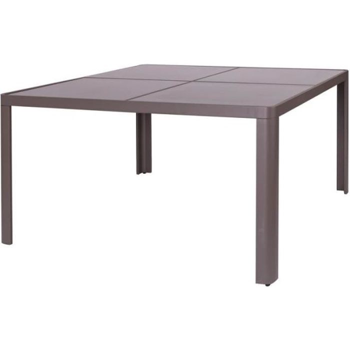 Table de repas carrée Aluminium/Verre - FLORES - L 140 x l 140 x H 75