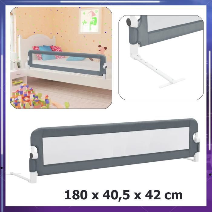 Durable Barrière de sécurité de lit enfant Gris 180x42 cm Polyester stable