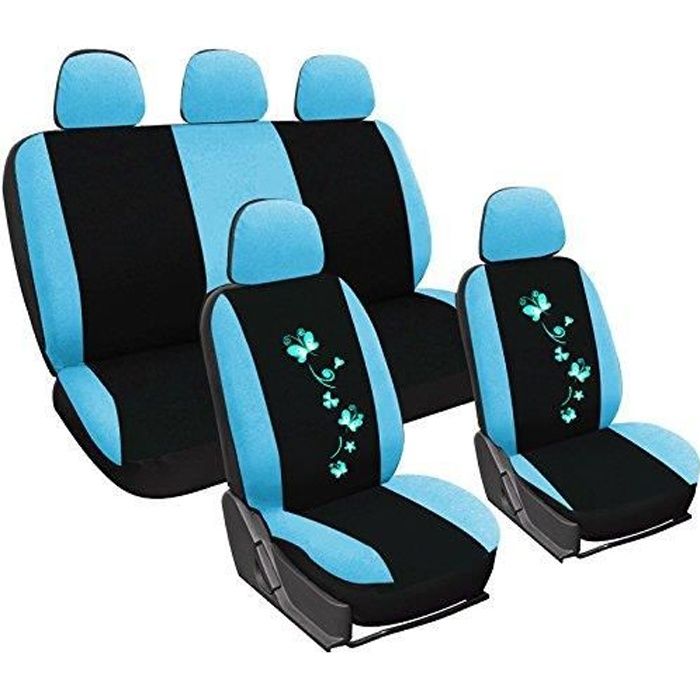 WOLTU Housse de siège de Voiture en Polyester,Noir+Bleu AS7250bl