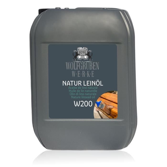5L - Huile de lin pure pour Bois - pour Extérieur - Intérieur - W200 Première pression à froid - Boiserie