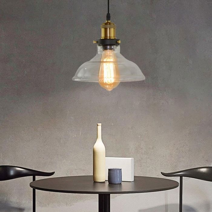 WOTTES Verre Rétro Suspension Luminaire Industrielle Vintage Lustre Eclairage de Plafond Lampe Design Transparent Ø20CM 3PCS