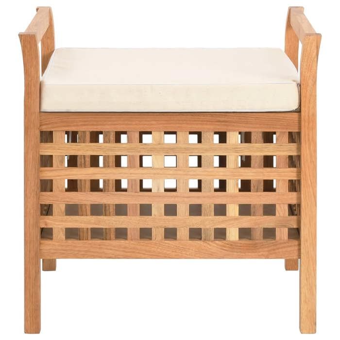 Banc de rangement - UU - 49x48x49 cm - Bois de noyer massif LL013697