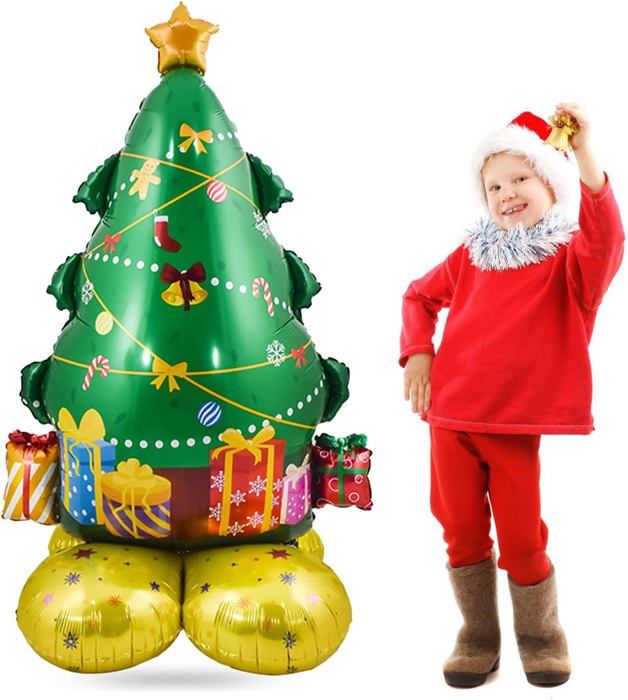 Ballon Père Noël Géant Sur Pied – XXL 3D En Aluminium, Décoration De Fête - 9