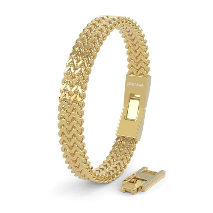 SERASAR Bracelet en acier inoxydable chirurgical 316L de qualité supérieure pour homme [Franco] Étanche or 20cm