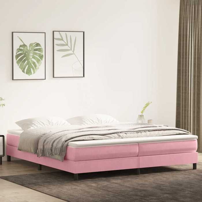 vidaXL Sommier à lattes de lit sans matelas rose 200x220 cm velours 3315896