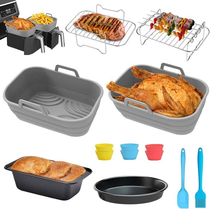 2PCS Moule Silicone Air Fryer, Pliable Plat Pour Accessoires Aifryer