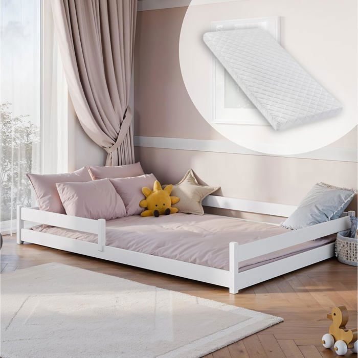Lit enfant 140x200 cm - Matelas et sommier inclus -