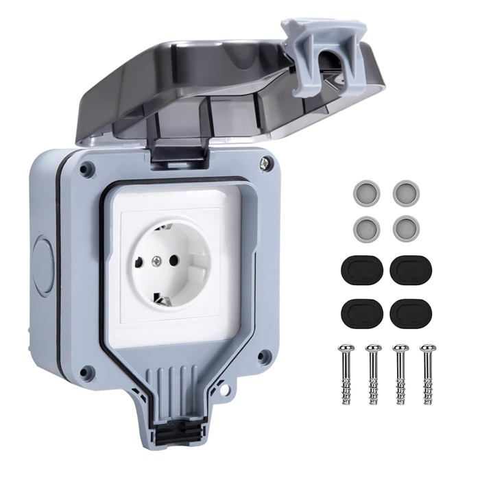 Diivoo Boîte Étanche Électrique Extérieure IP54 – Protection Multiprise & Lumières Noël (27,3 X 17 X 13,3 Cm)
