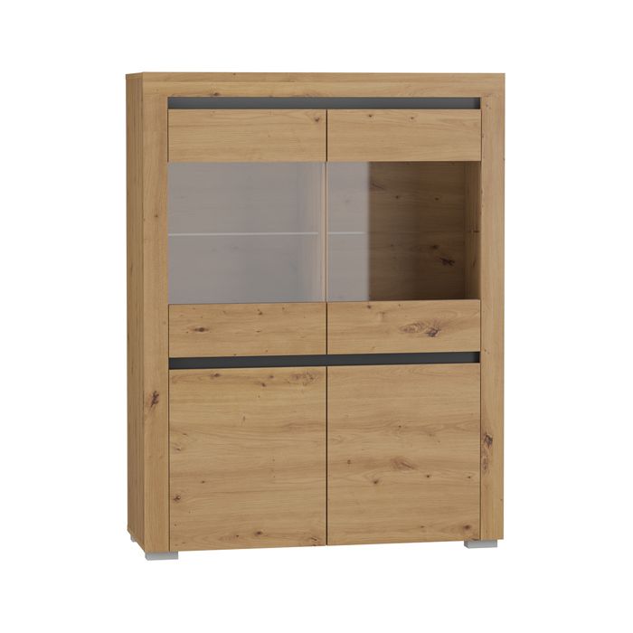 Vaisselier 4 portes Petits-meubles - Kasla - 106 x 39 x 139cm - Bois et Gris Anthracite