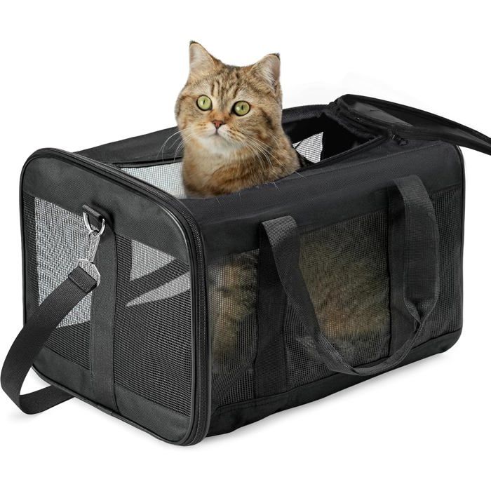 Comparer les prix de Porte-Chat Approuvé Transport pour Chien Souple avec Laisse intérieureSac de Voyage Pliable Noir M