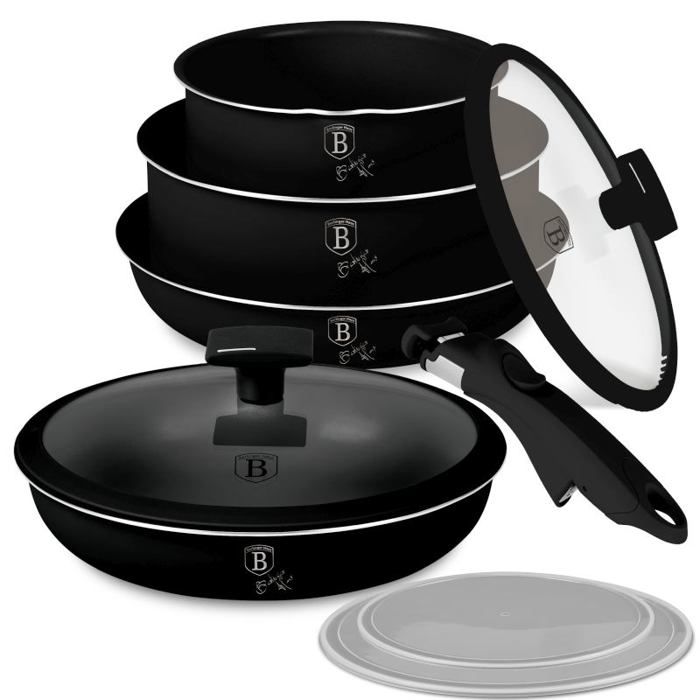 BERLINGERHAUS Batterie de cuisine en titane 9 pièces Noir mat Collection BH-8257