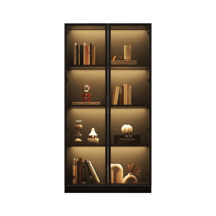 Vitrine en verre avec éclairage LED APP vitrine à 2 porte avec étagères réglables armoire haute pour salon 80 x 40 x 160 cm