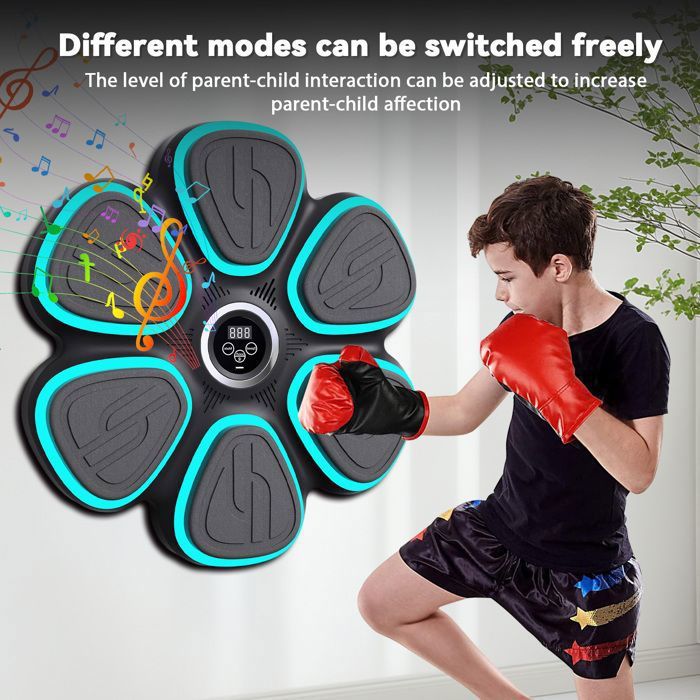 Machine de boxe musicale machine de frappe musicale Bluetooth avec gants équipement dentraînement de boxe à LED fixé au mur