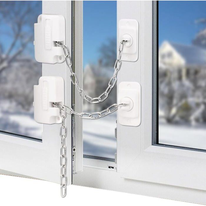 25×6.1×1.9cm Securite Fenetre Enfant avec Chaîne Réglable Serrure Frigo avec Clés Entrebailleur Fenetre pour Placard Tiroir R