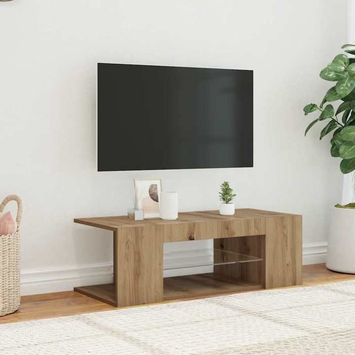 Meuble TV version Chêne artisanal - 90 x 39 x 30 cm - Bois dingénierie qualité supérieure