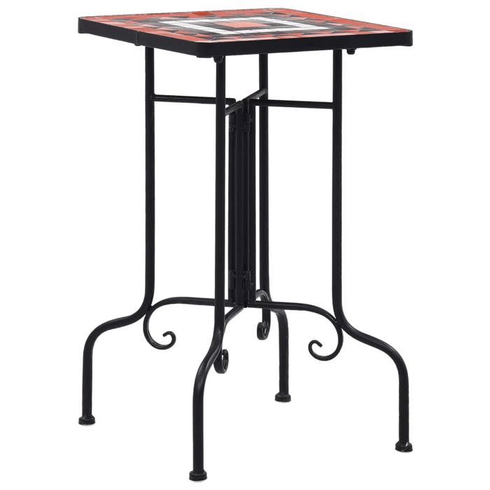 Table de bistro mosaïque - VIDAXL - Terre cuite et blanc - 35x35x56 cm - Résistant aux intempéries - Facile à nettoyer