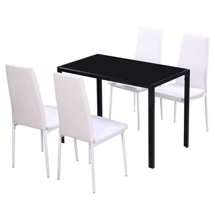 “Winter SaleTOP Ensemble de salle à manger a un design sobre et élégant Multicolore - Ensemble de table à manger cinq pièces noir