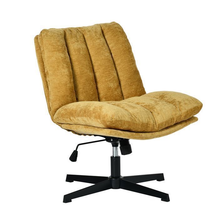 MEUBLES COSY Fauteuil de relaxation réglable et pivotant avec accoudoirs et assise épaisse en chenille jaune - CONFOD