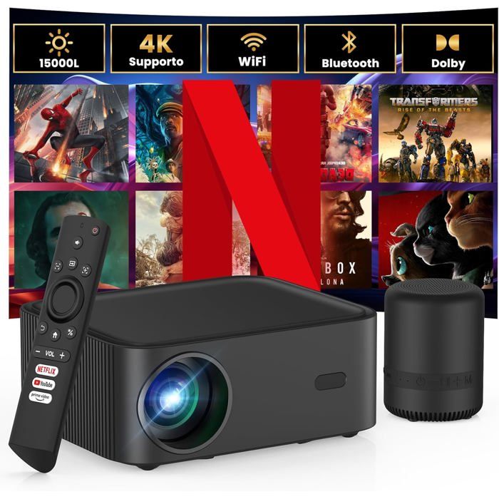 Mini vidéoprojecteur - SUTEO - Modèle SUTEO - Netflix certifié - 15 000 lumens - Full HD 1080p