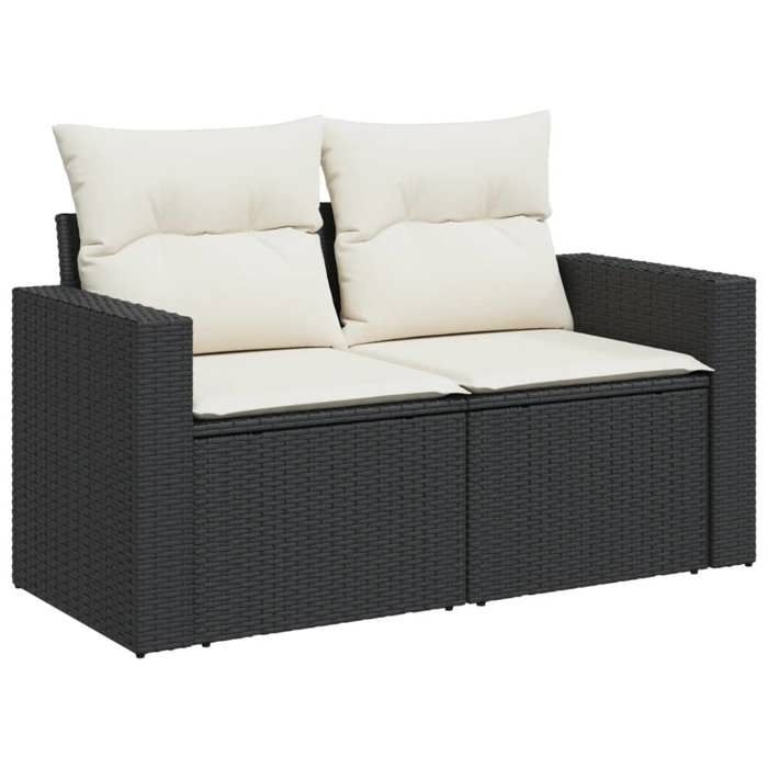 SALE 2026Canapé de jardin - Salon de jardin - facile à nettoyer - avec coussins 2 places noir - Résine tressée131x62x69cm 17.2 Kg